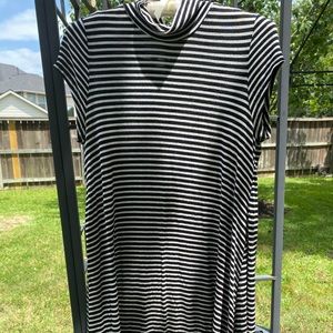 white and black striped t-shirt dress